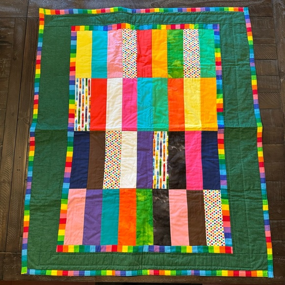 Other - Handmade Colorful Crayon Rainbow Baby Quilt